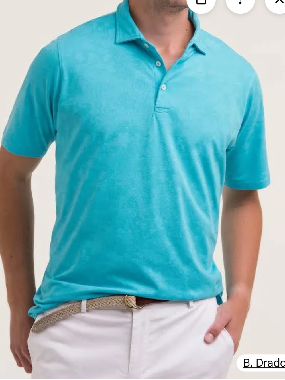 b draddy Men Shirt Large Blue Gil Polo Golf Tye Dye Tidal Blue Pima Cotton New